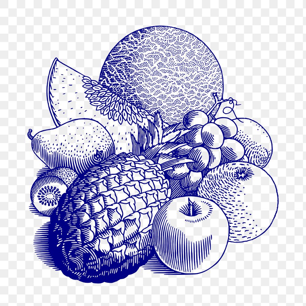 Blue fruits png sticker, food illustration on transparent background. Free public domain CC0 image.