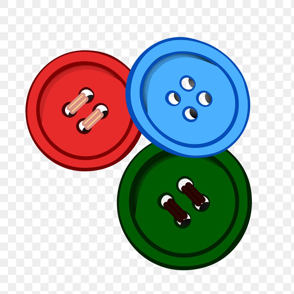Colorful buttons png sticker, object illustration on transparent background. Free public domain CC0 image.