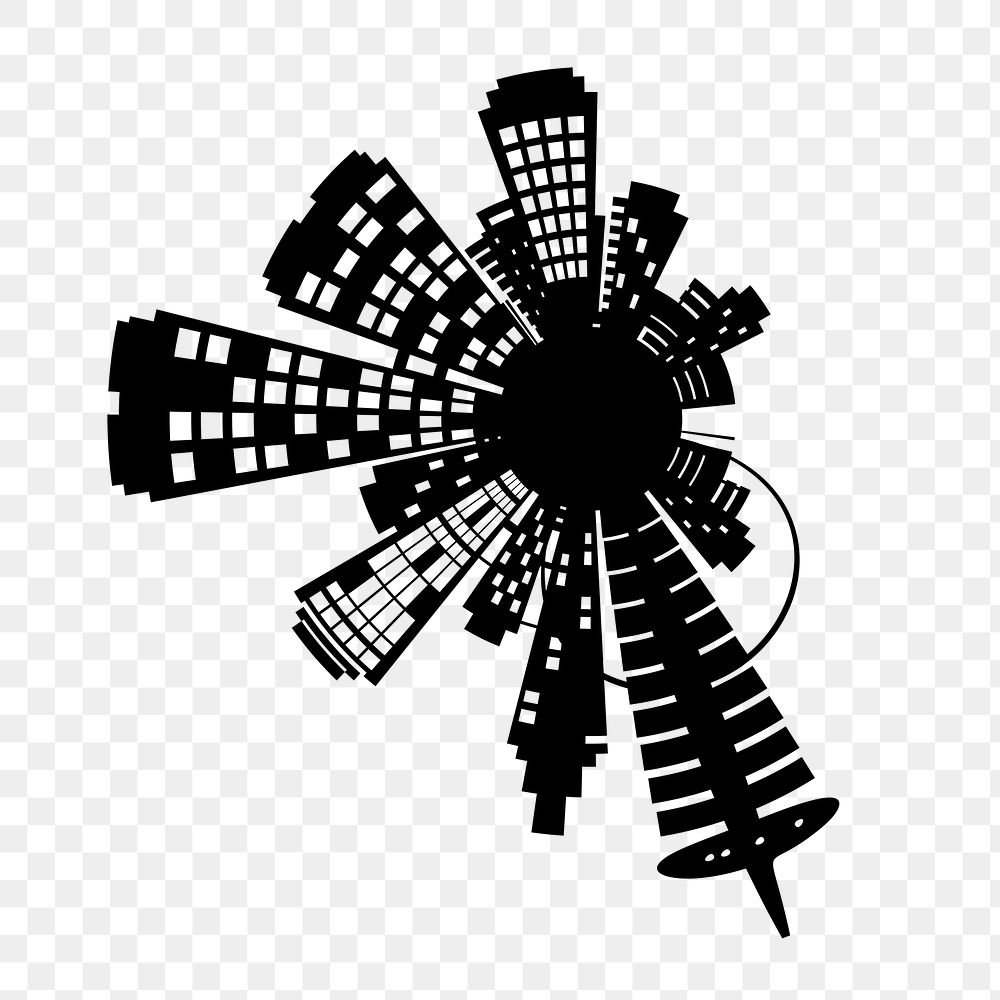 Office building png silhouette sticker on transparent background. Free public domain CC0 image.