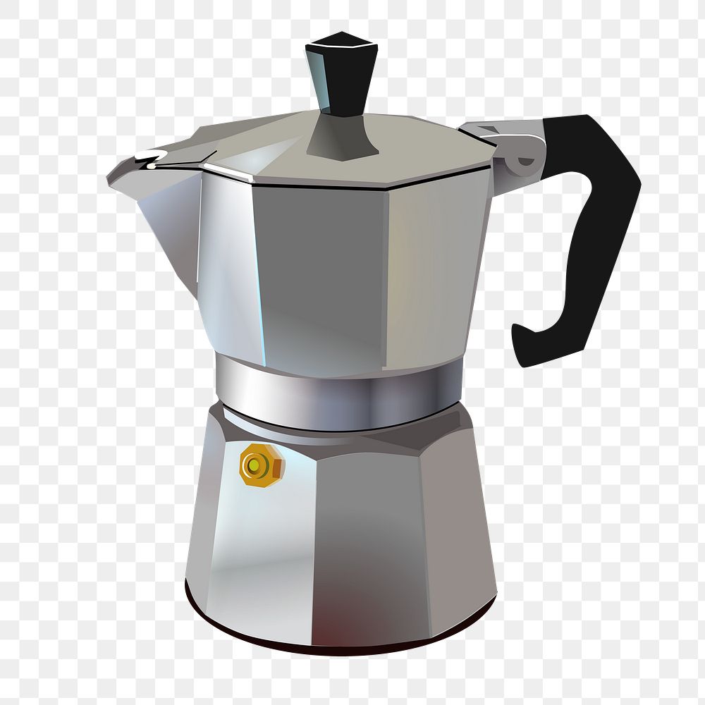 Moka pot png sticker, coffee maker illustration on transparent background. Free public domain CC0 image.