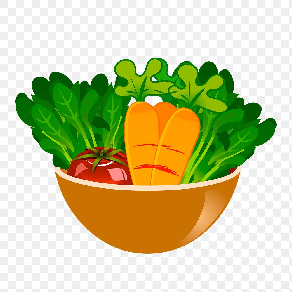 Vegetable bowl png sticker, food illustration on transparent background. Free public domain CC0 image.