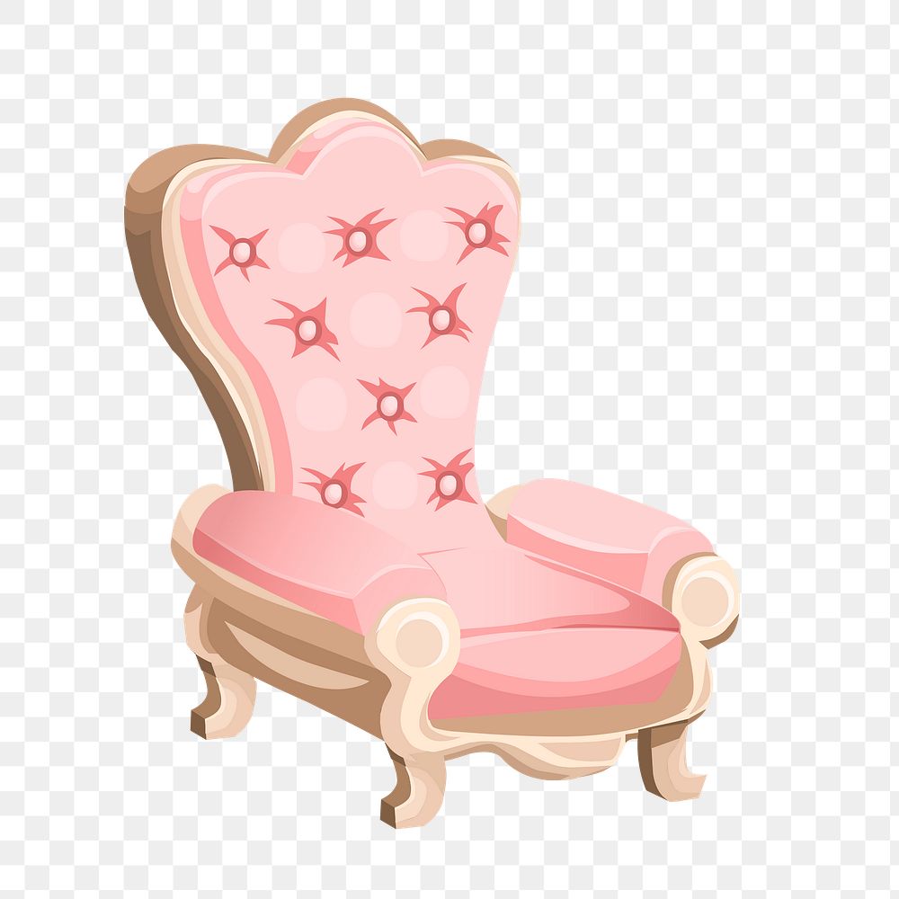 Royal armchair png sticker, pink furniture illustration on transparent background. Free public domain CC0 image.