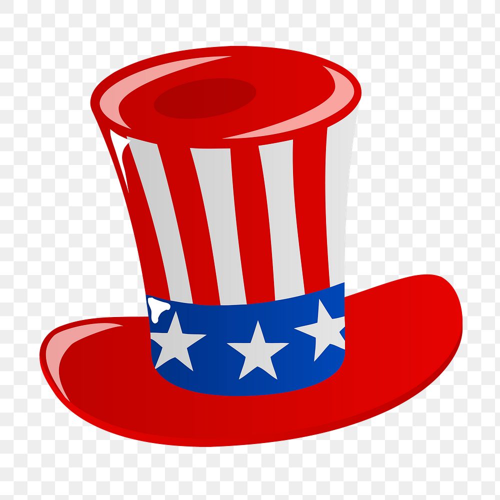 American top hat png sticker, flag illustration on transparent background. Free public domain CC0 image.