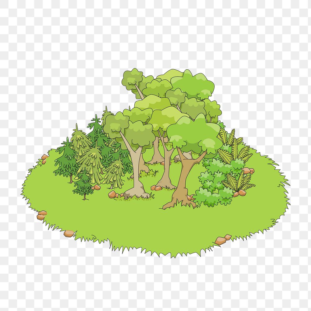 Forest island png sticker, cartoon illustration on transparent background. Free public domain CC0 image.