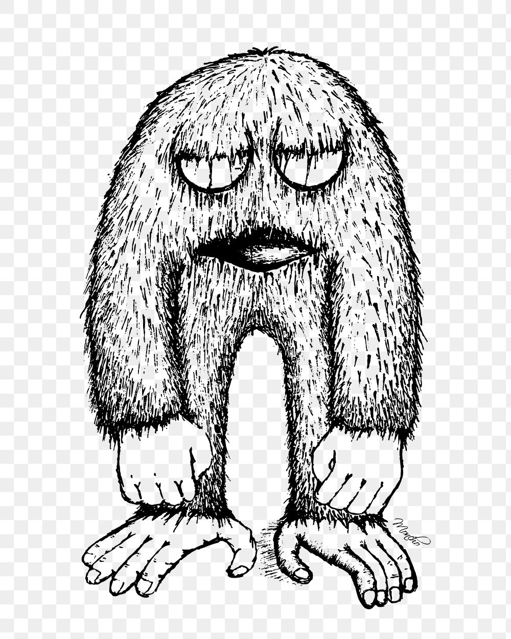 Fur monster png drawing sticker, cartoon illustration on transparent background. Free public domain CC0 image.