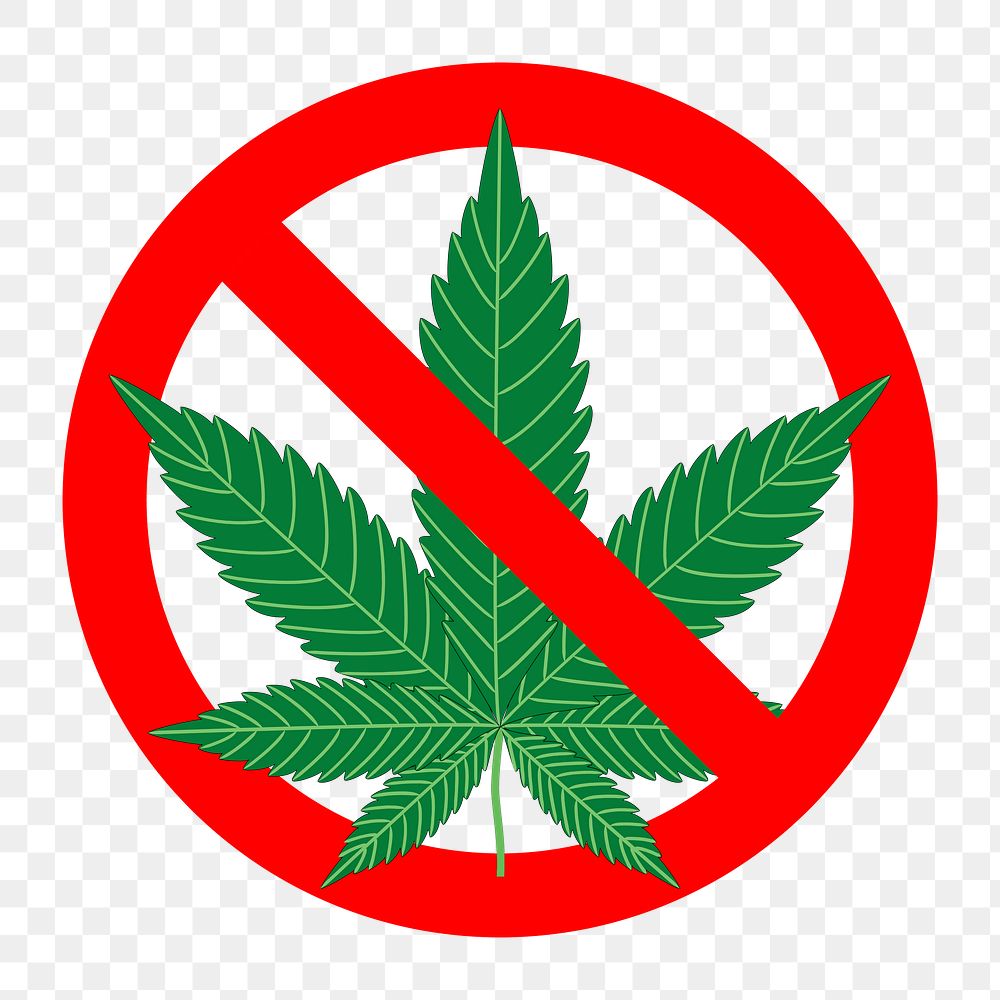 No cannabis png sign sticker, leaf illustration on transparent background. Free public domain CC0 image.