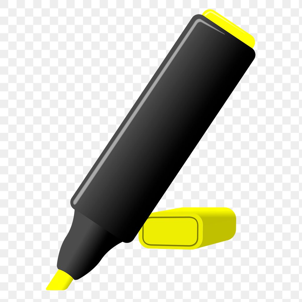 Highlighter pen png sticker, stationery illustration on transparent background. Free public domain CC0 image.