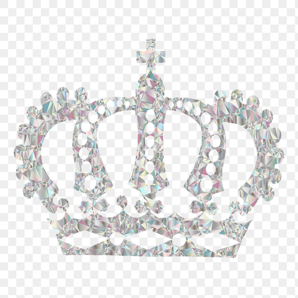 Diamond crown png sticker, sparkly object illustration on transparent background. Free public domain CC0 image.