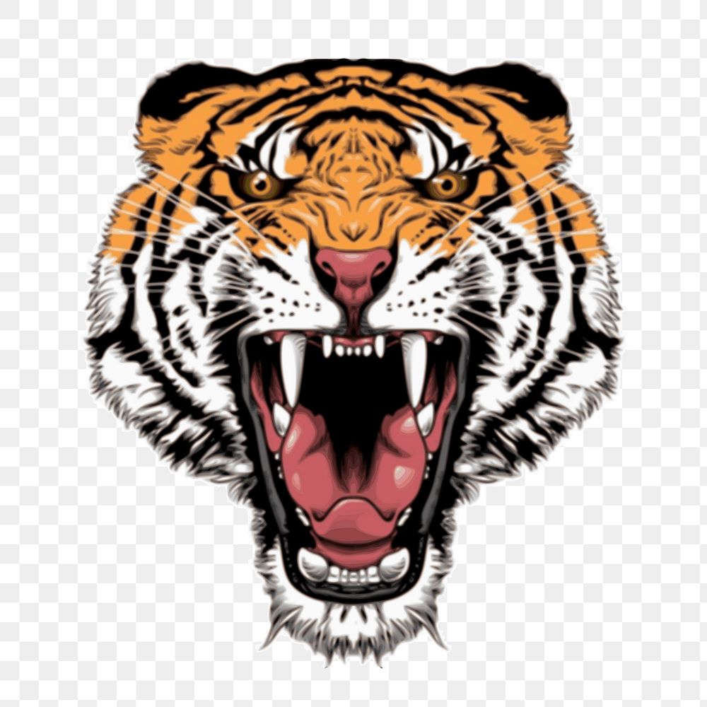 Tiger png sticker, wild animal illustration on transparent background. Free public domain CC0 image.