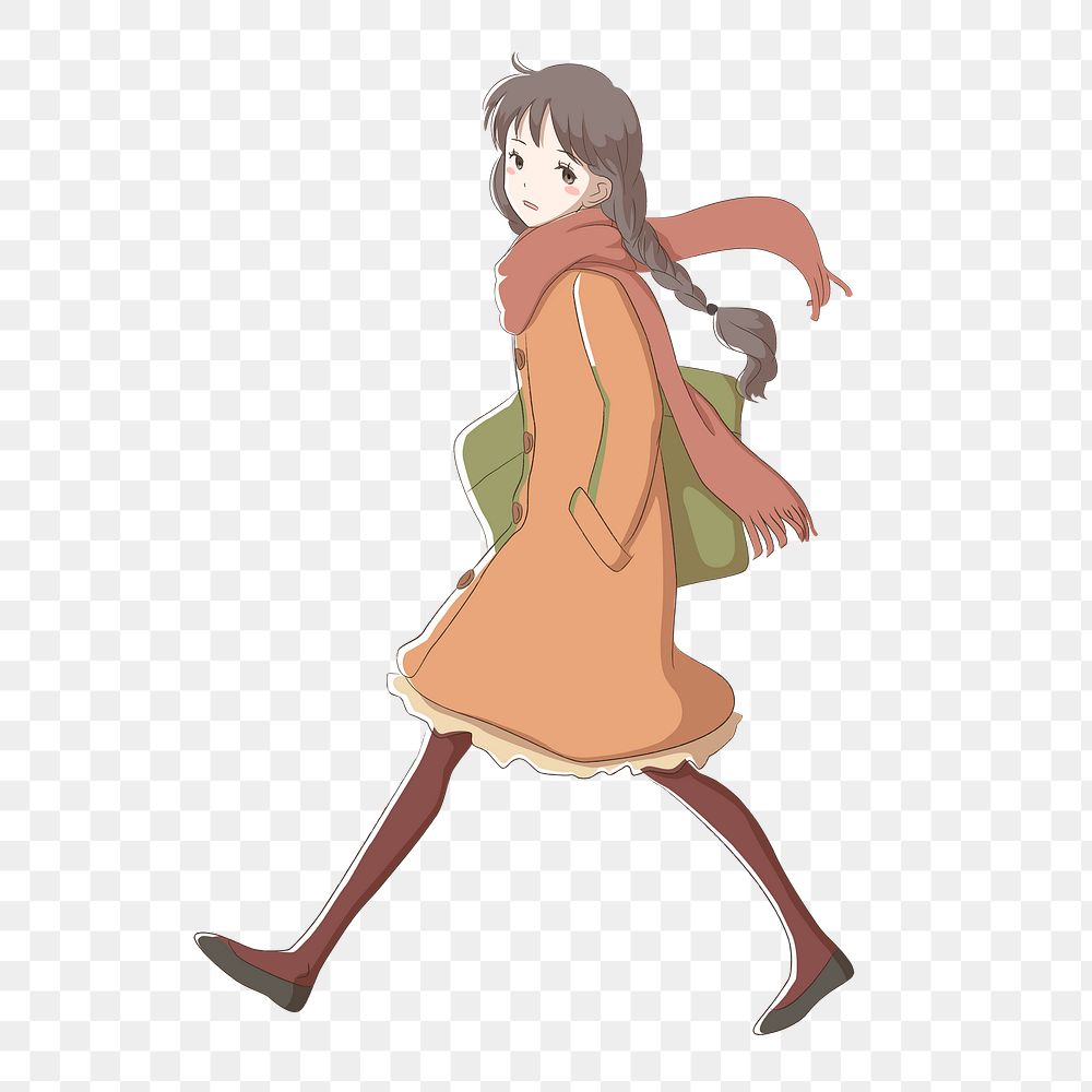 Japanese anime girl png sticker, cartoon illustration on transparent background. Free public domain CC0 image.