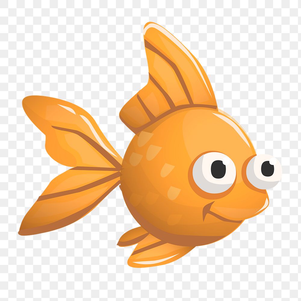 Goldfish png sticker, animal illustration on transparent background. Free public domain CC0 image.