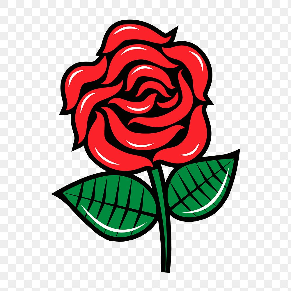 Red rose png sticker, flower illustration on transparent background. Free public domain CC0 image.