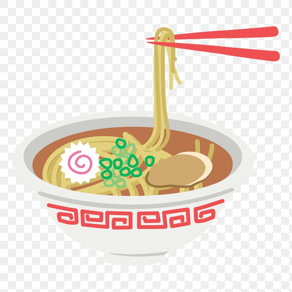 Ramen noodle bowl png sticker illustration, transparent background. Free public domain CC0 image.