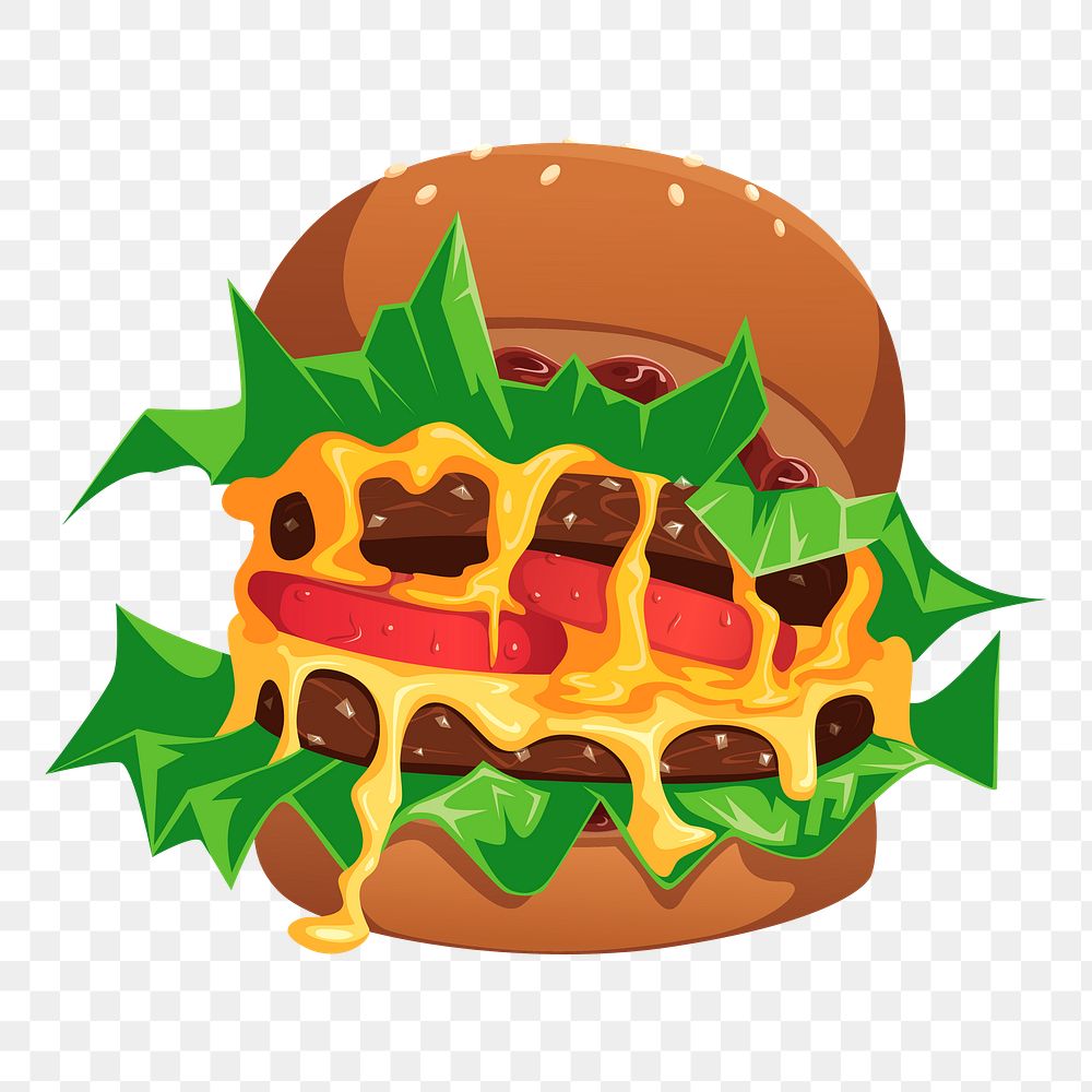 Cheeseburger meal png sticker illustration, transparent background. Free public domain CC0 image.