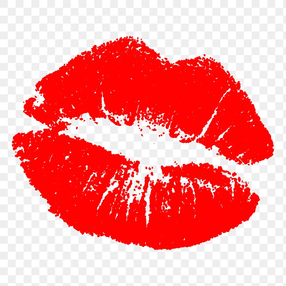 Red lips print png sticker illustration, transparent background. Free public domain CC0 image.