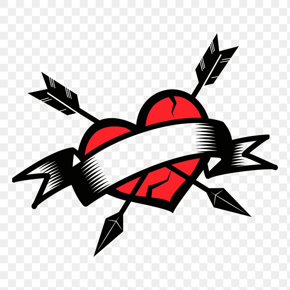 Ribbon banner heart png sticker illustration, transparent background. Free public domain CC0 image.