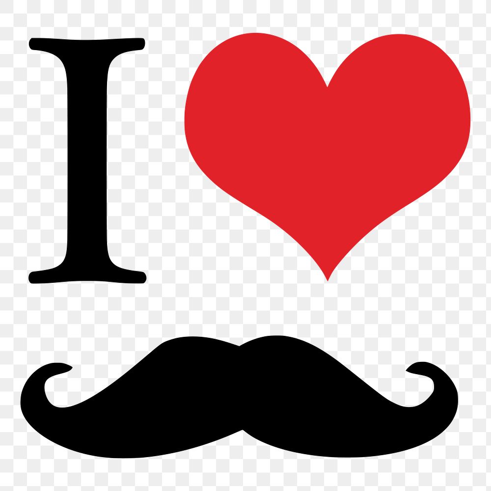 I love mustache png sticker illustration, transparent background. Free public domain CC0 image.