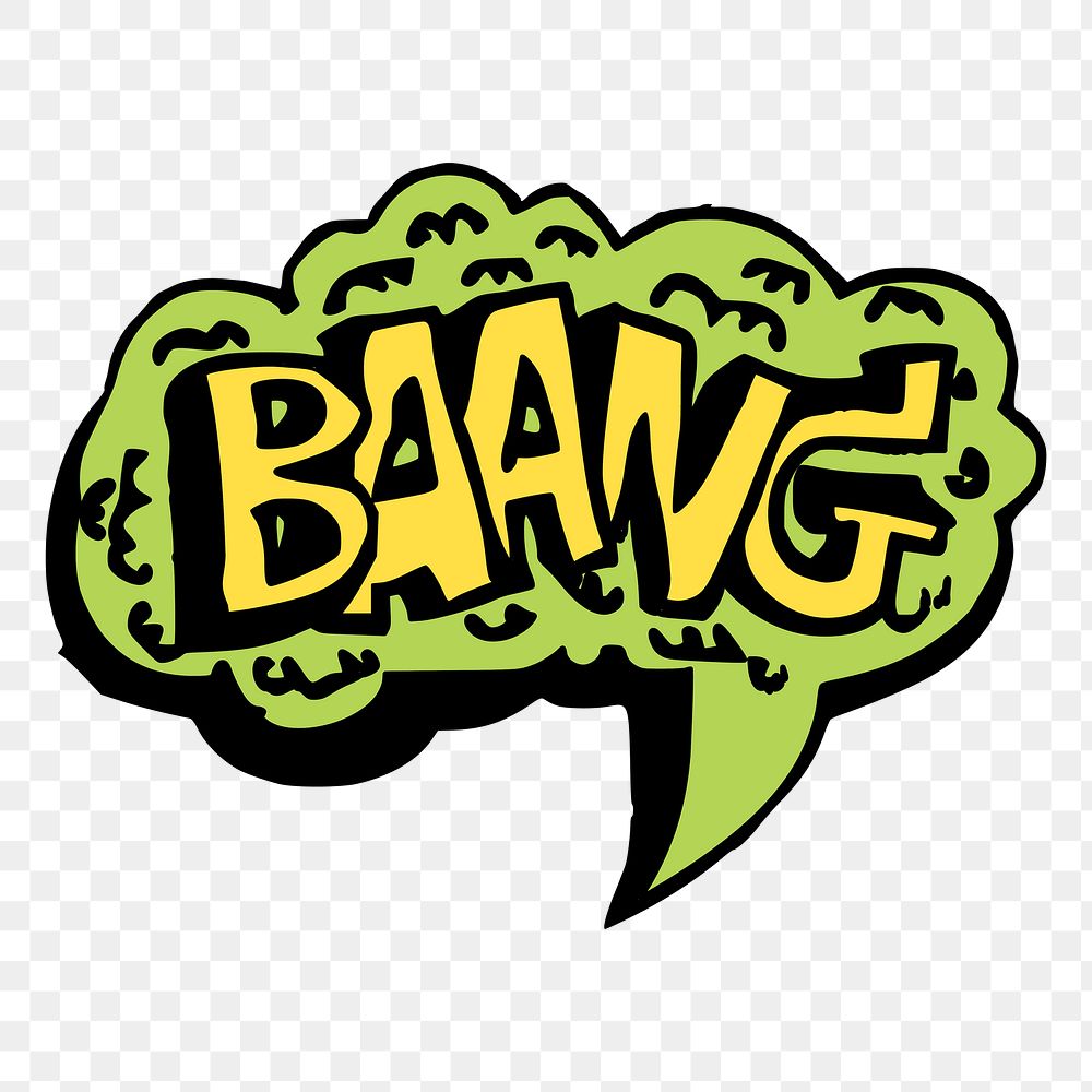 PNG baang speech bubble word sticker hand drawn illustration, transparent background. Free public domain CC0 image.