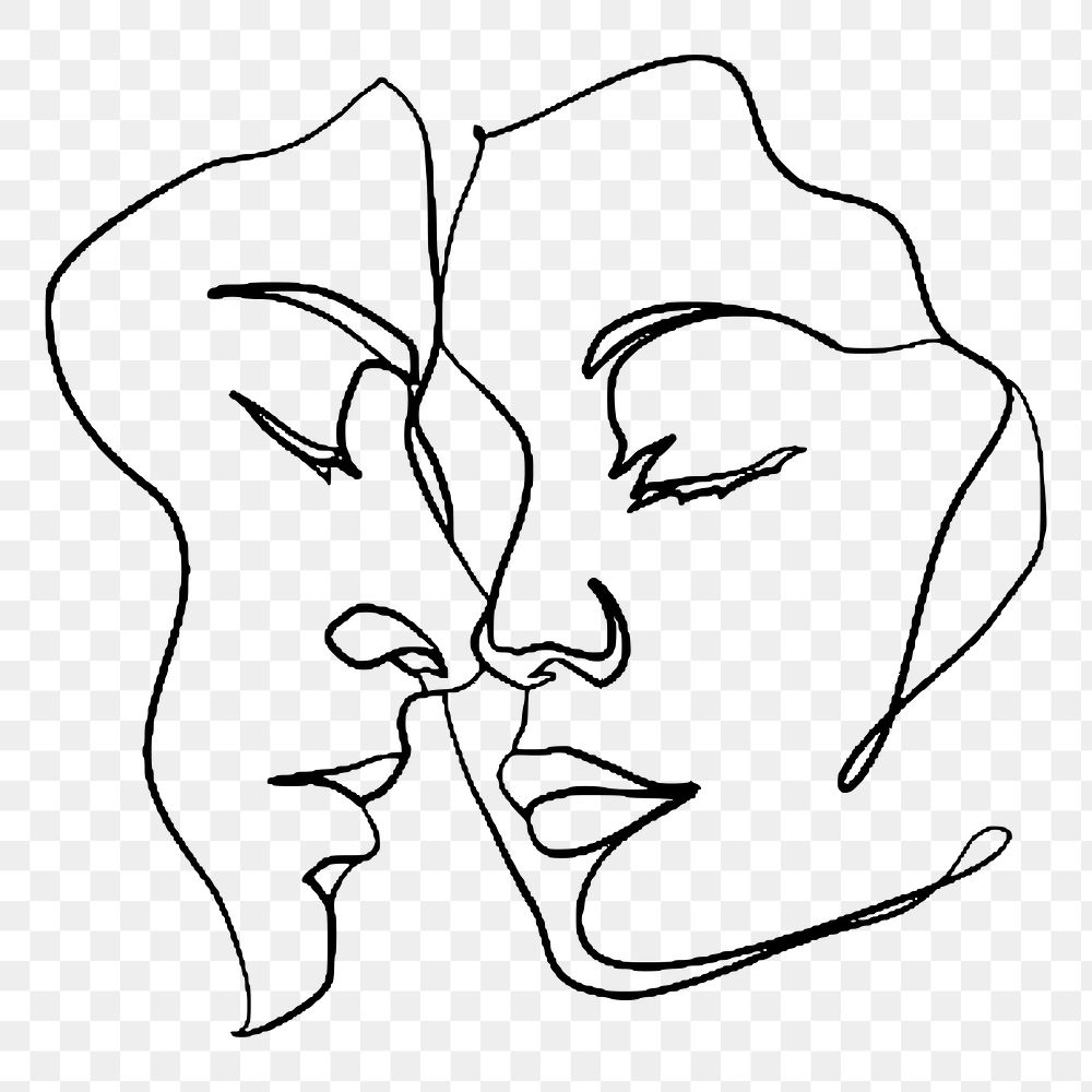 Monoline couple png sticker, hand drawn illustration, transparent background. Free public domain CC0 image.