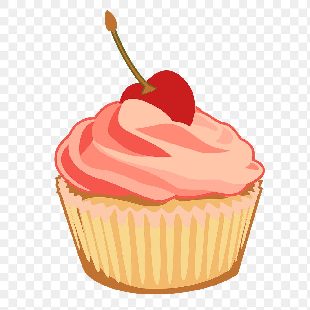 Cherry cupcake png sticker illustration, transparent background. Free public domain CC0 image.