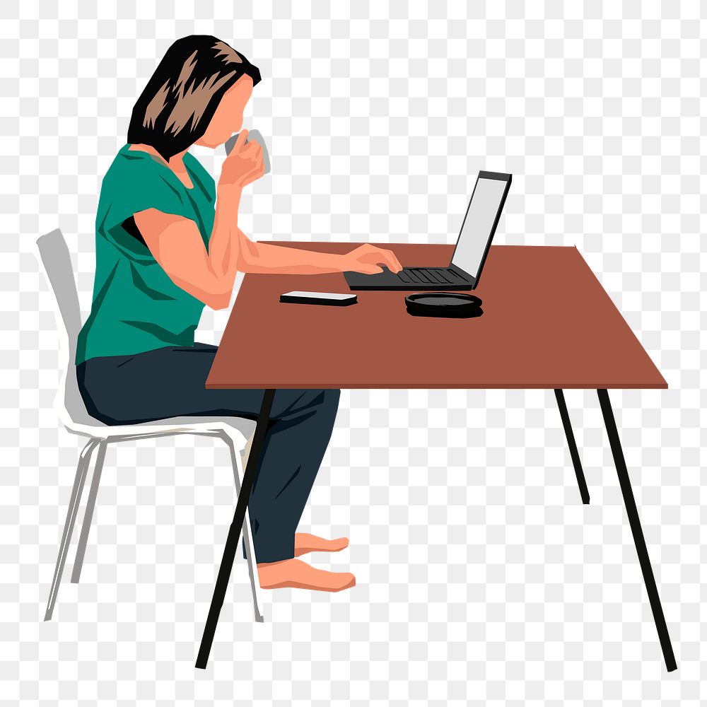 Working from home png sticker illustration, transparent background. Free public domain CC0 image.