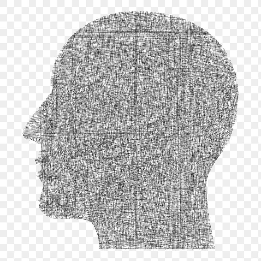PNG man in profile sticker, hand drawn illustration, transparent background. Free public domain CC0 image.