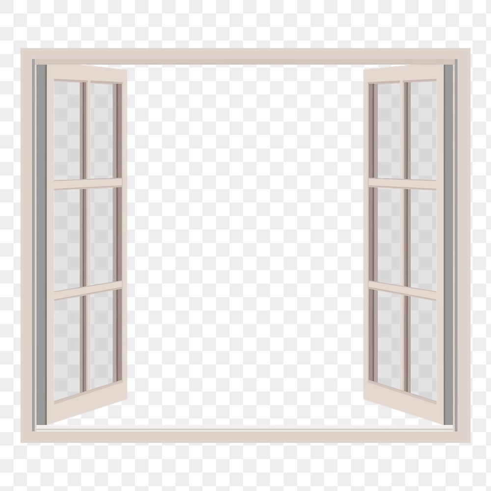 Open window frame png sticker, transparent background. Free public domain CC0 image.