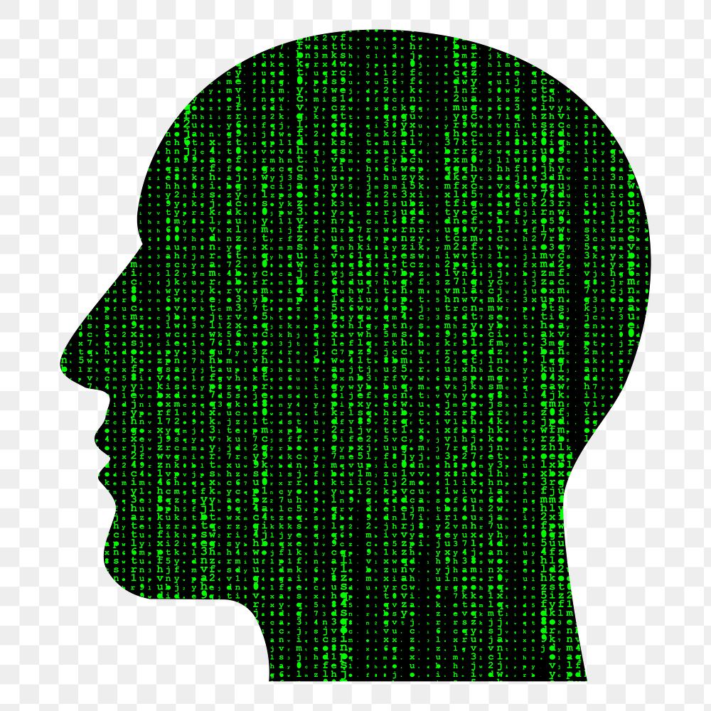 AI matrix head png sticker illustration, transparent background. Free public domain CC0 image.