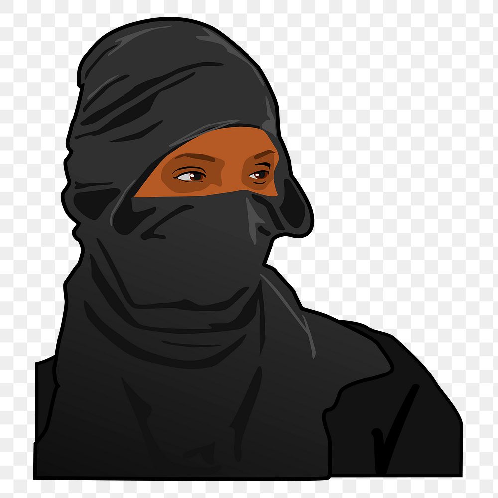 Woman in burqa png sticker illustration, transparent background. Free public domain CC0 image.