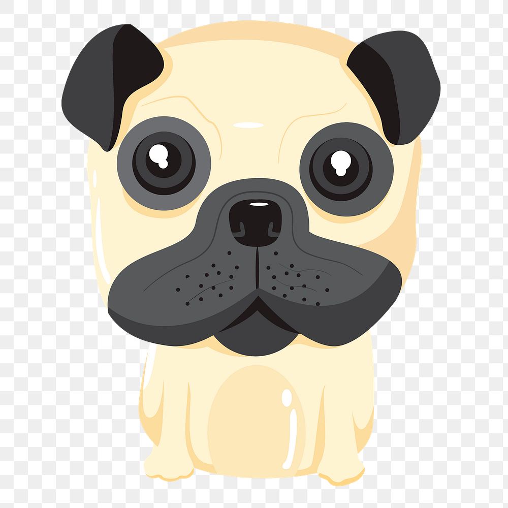 Cute pug dog png sticker illustration, transparent background. Free public domain CC0 image.