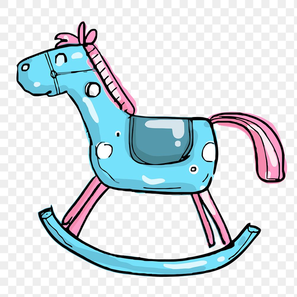 PNG cute rocking horse, toy sticker hand drawn illustration, transparent background. Free public domain CC0 image.