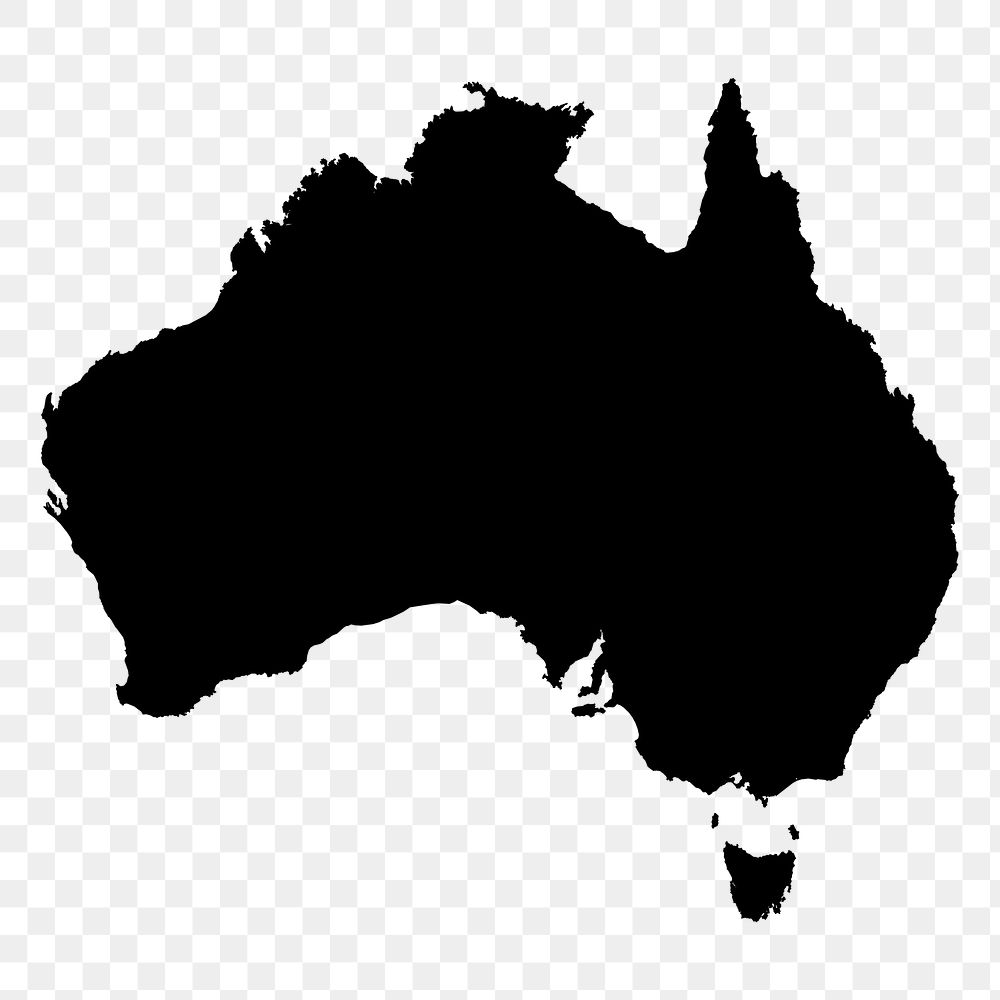 Australia silhouette png sticker illustration, transparent background. Free public domain CC0 image.