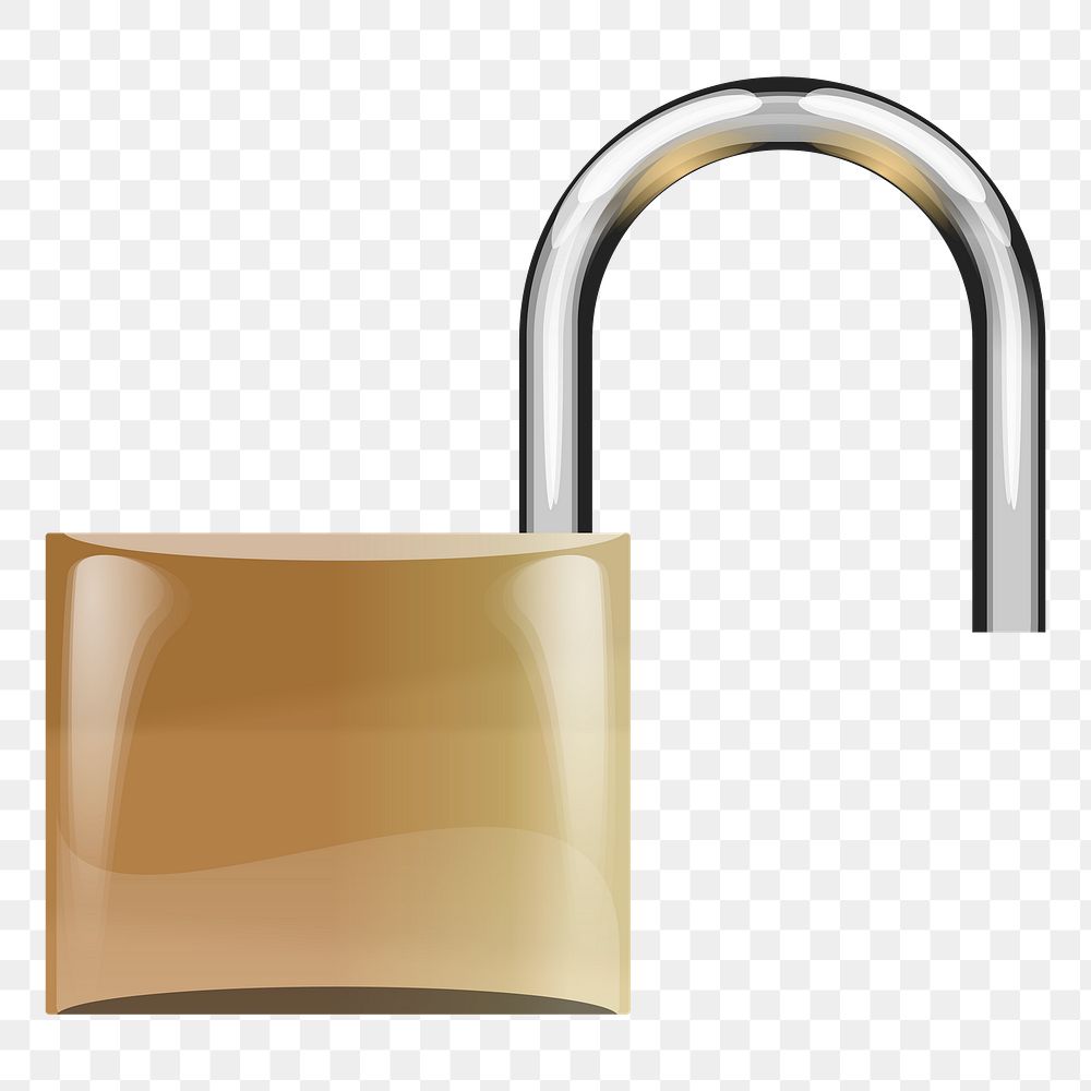 Open padlock png sticker illustration, transparent background. Free public domain CC0 image.