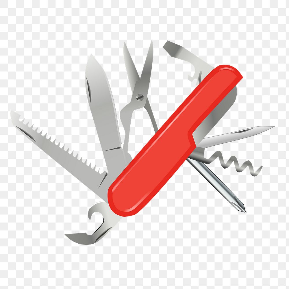 Swiss army knife png sticker illustration, transparent background. 