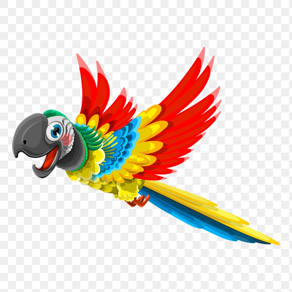 Cartoon parrot character png sticker illustration, transparent background. Free public domain CC0 image.