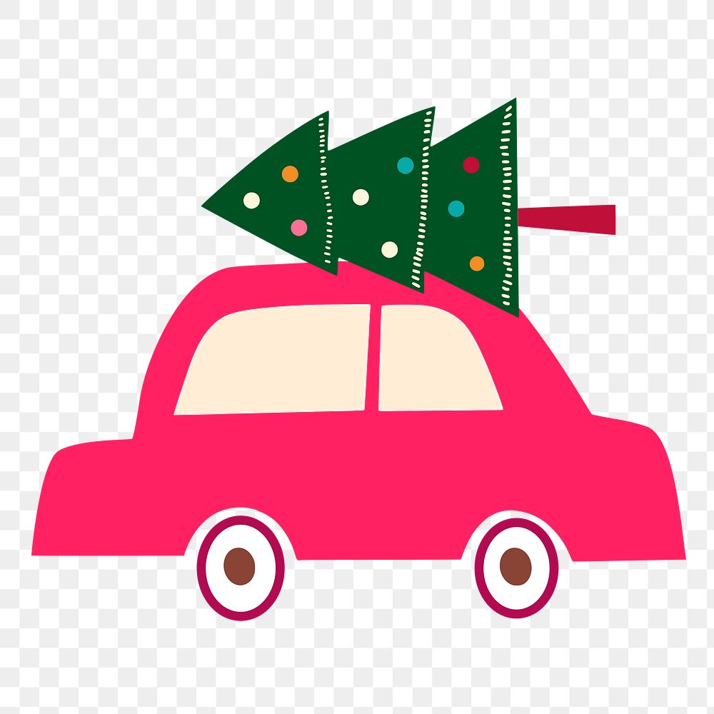 Christmas tree car png sticker illustration, transparent background. Free public domain CC0 image.