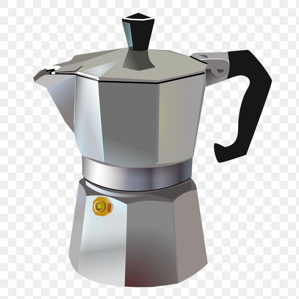 Moka pot coffee png sticker illustration, transparent background. Free public domain CC0 image.