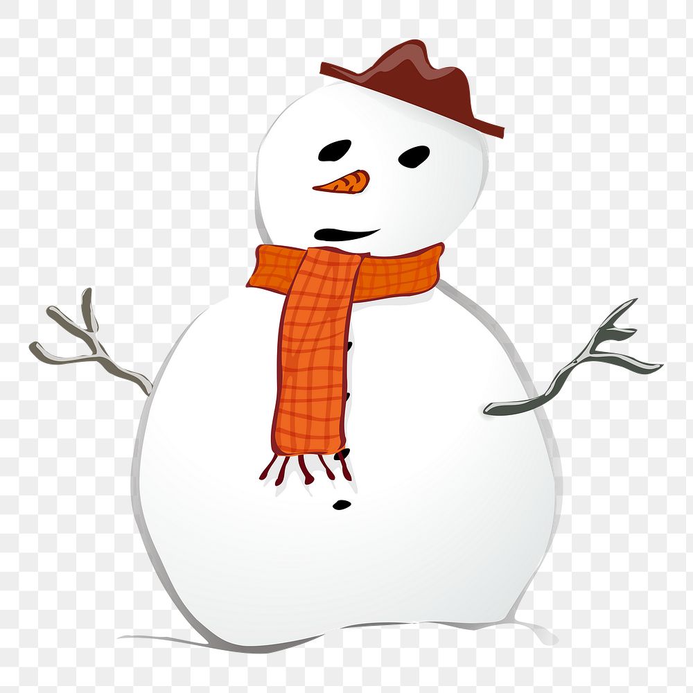 Snowman character png sticker illustration, transparent background. Free public domain CC0 image.