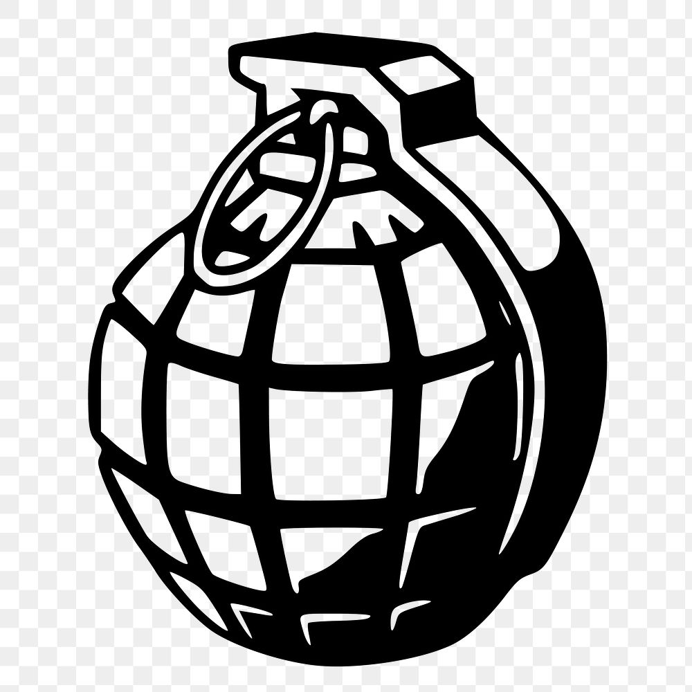 Hand grenade png sticker illustration, transparent background. Free public domain CC0 image.