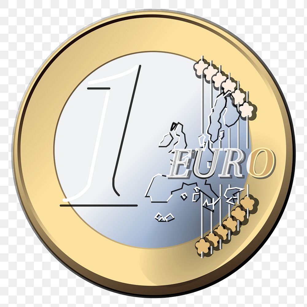One Euro coin png sticker illustration, transparent background. Free public domain CC0 image.