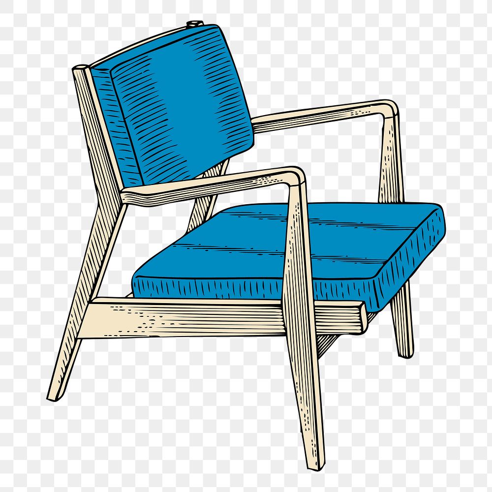 Armchair png sticker vintage furniture illustration, transparent background. Free public domain CC0 image.