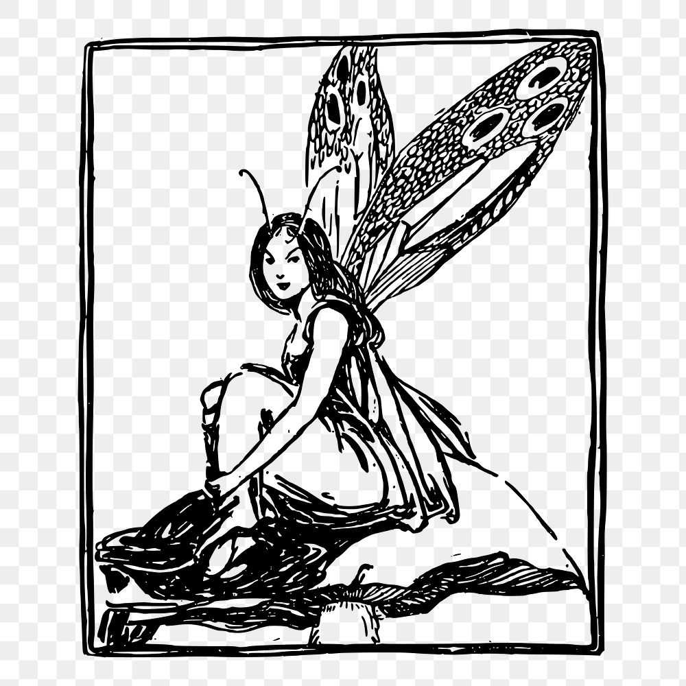 Fairy png sticker, vintage illustration, transparent background. Free public domain CC0 image.