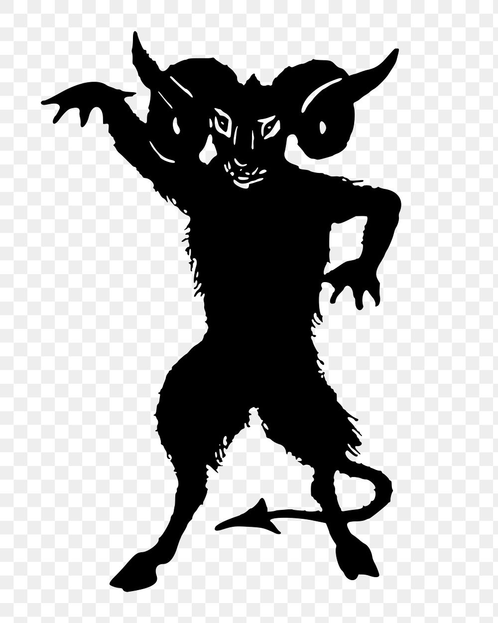 The Devil png silhouette, vintage monster illustration on transparent background. Free public domain CC0 image.