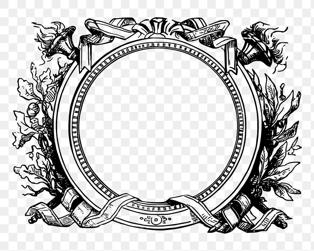 Round ornament png frame, vintage decoration illustration on transparent background. Free public domain CC0 image.
