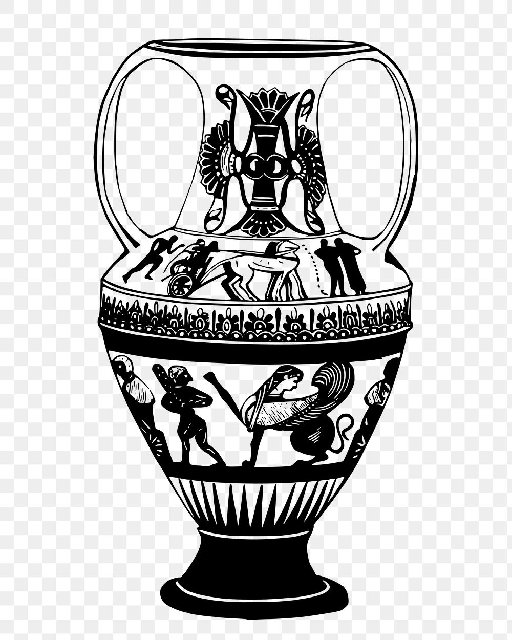 Greek Roman vase png sticker, antique object illustration on transparent background. Free public domain CC0 image.