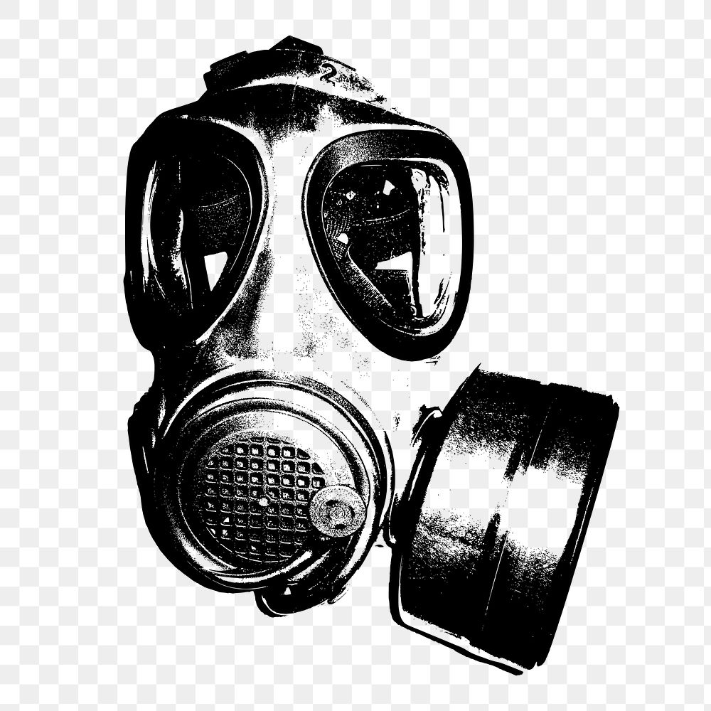 Gas mask png sticker, protective equipment vintage illustration on transparent background. Free public domain CC0 image.
