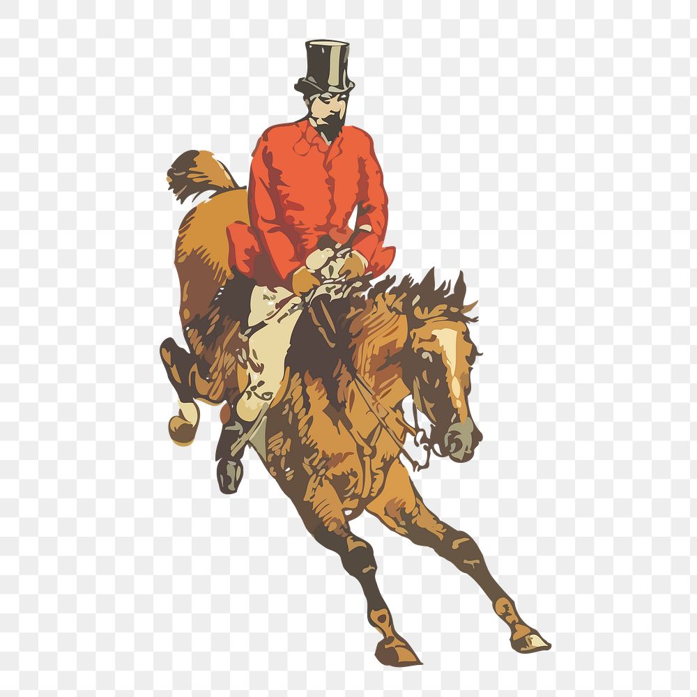 Horse rider png sticker, sport vintage illustration on transparent background. Free public domain CC0 image.