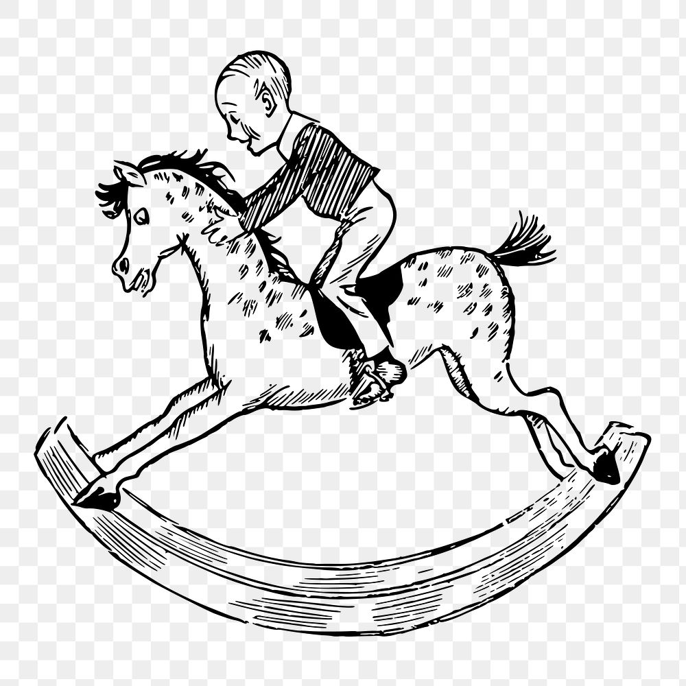 Rocking horse png sticker, toy vintage illustration on transparent background. Free public domain CC0 image.