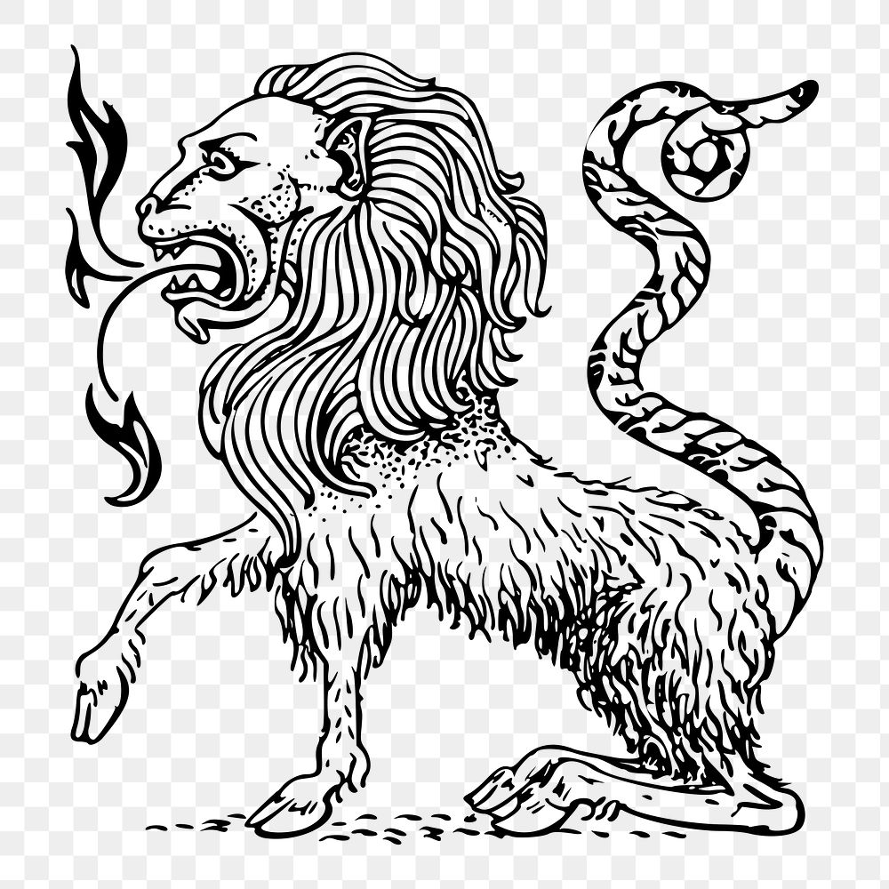 Chimera png sticker, mythical creature, vintage illustration on transparent background. Free public domain CC0 image.