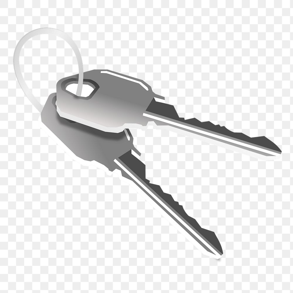 Gray keys png sticker, transparent background. 